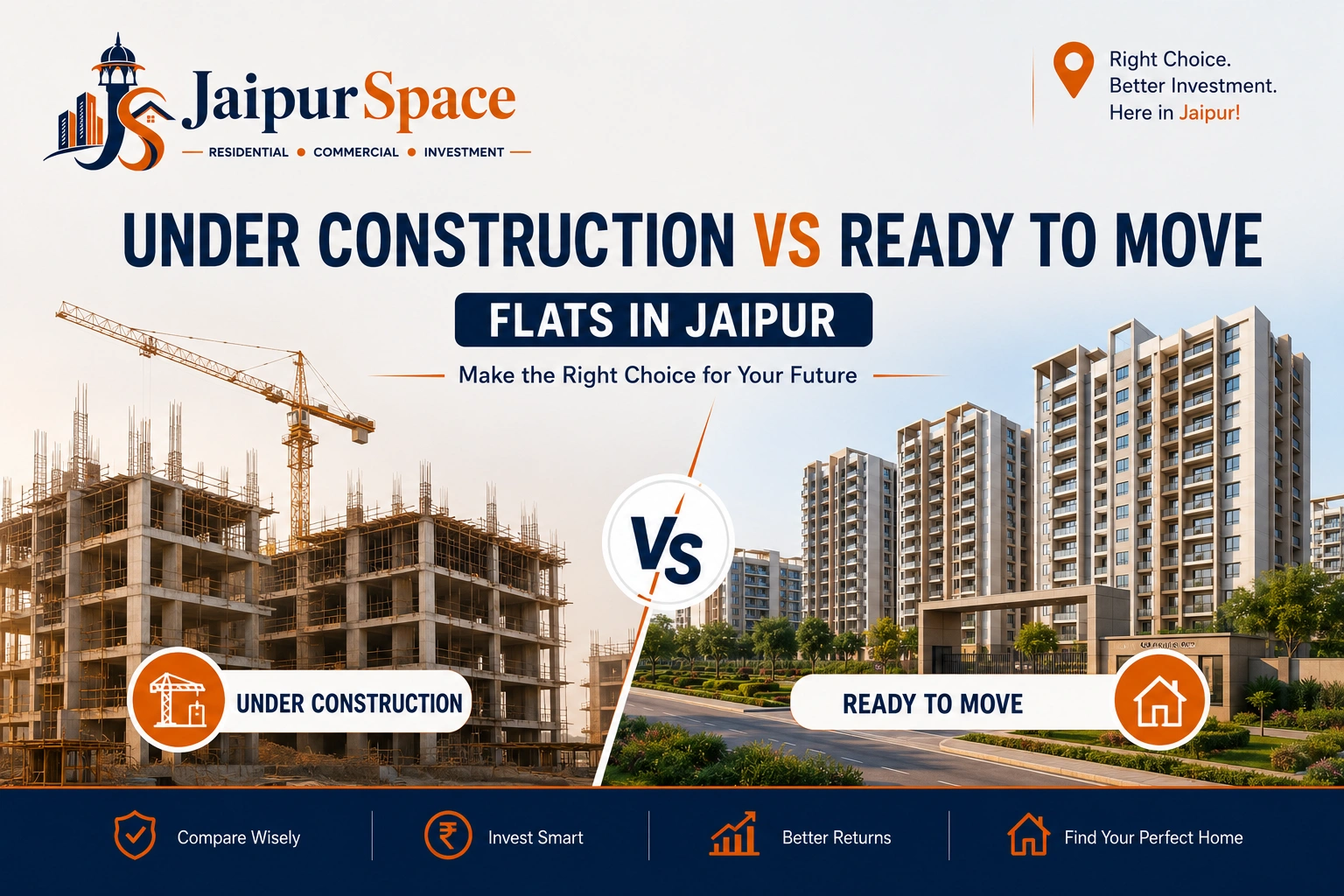 Under construction vs ready to move flats in Jaipur comparison guide